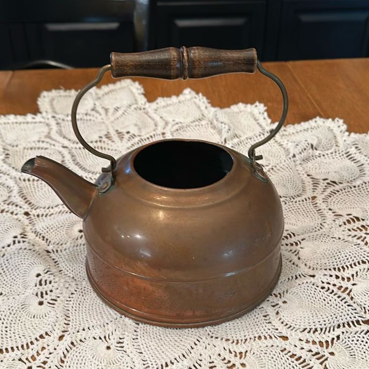 Vintage Revere Ware 1801 Copper Brass Tea Pot Kettle Rome, NY USA - No Lid-