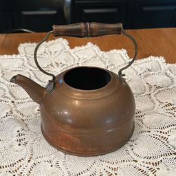 Vintage Revere Ware 1801 Copper Brass Tea Pot Kettle Rome, NY USA - No Lid-