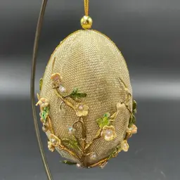 Gump's of San Francisco Cherry Blossoms Egg Shaped Ornament VTG Fabergé Style