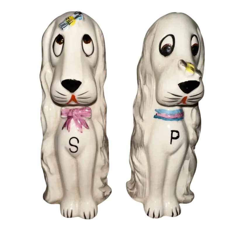 Vintage Hound Dog Salt & Pepper Shakers, 4 3/4” Japan