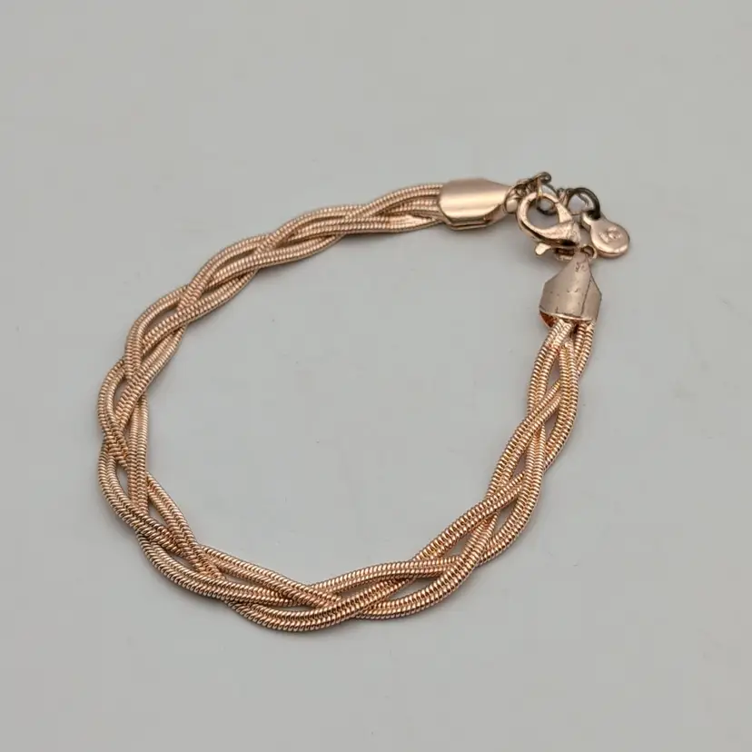 LC Lauren Conrad Rose Gold Tone Braided Herringbone Chain Bracelet