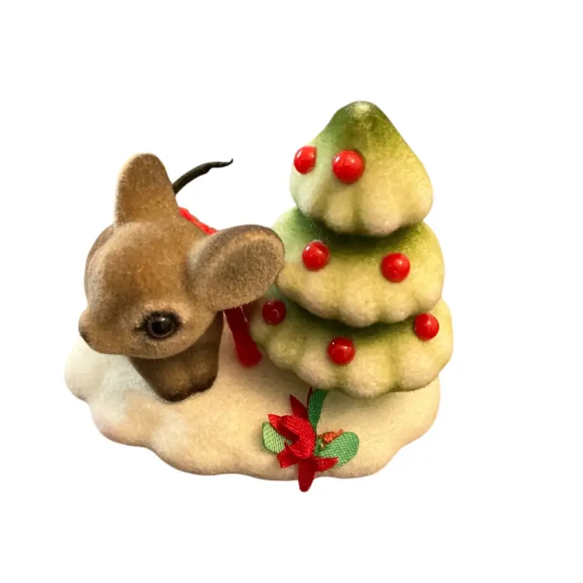 Vintage Joseph Original Flocked Christmas Mouse