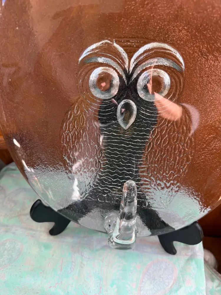 Blenko Glass Owl Serving Tray