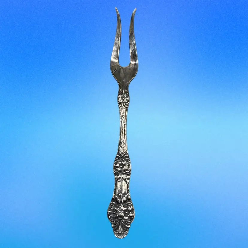 Th. Marthinsen Norway Wild Rose Silverplate Pickle/Lemon Fork 3.75”