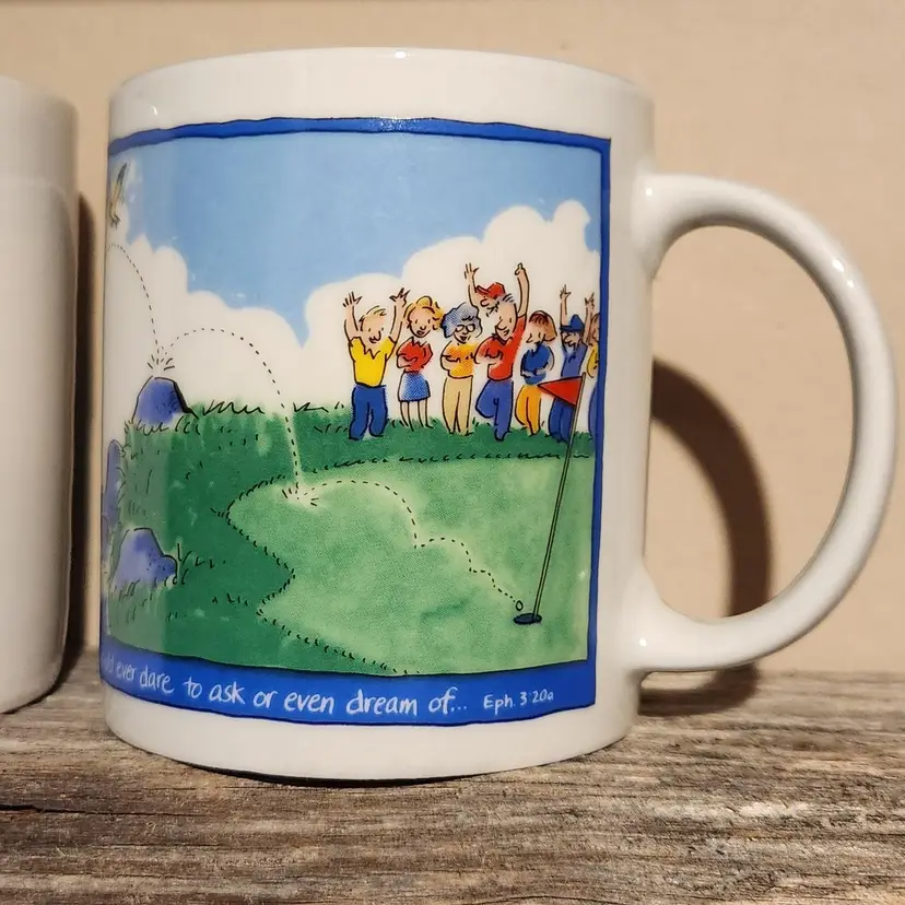 90's Golfing Coffee Mug 
Impossible Hole-in-One w/ Bible Verse Eph. 3:20a