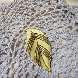 Trifari brushed goldtone leaf