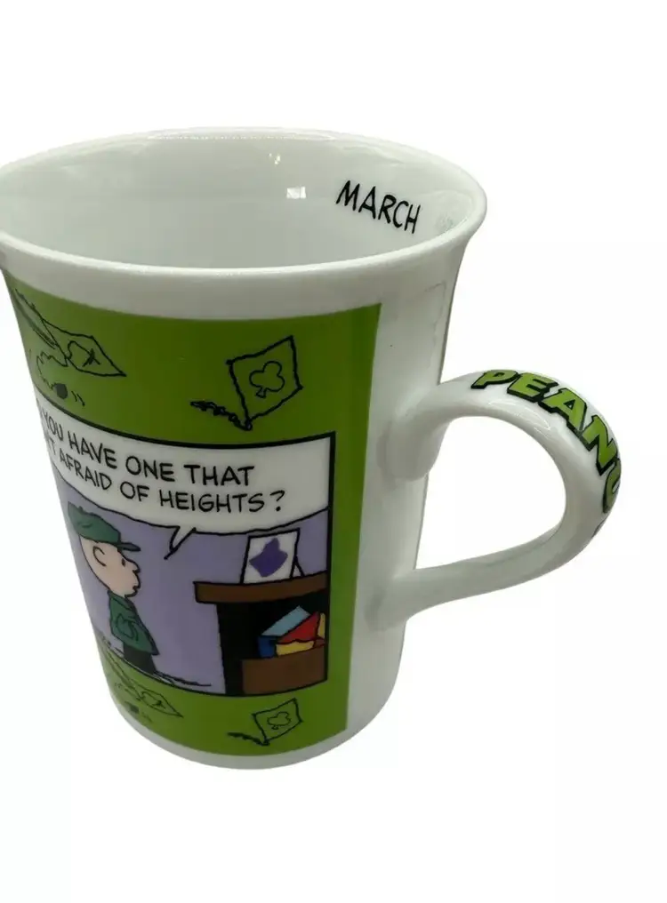 March Peanuts Calendar Coffee Cup Charlie Brown Danbury Mint Schulz Comic