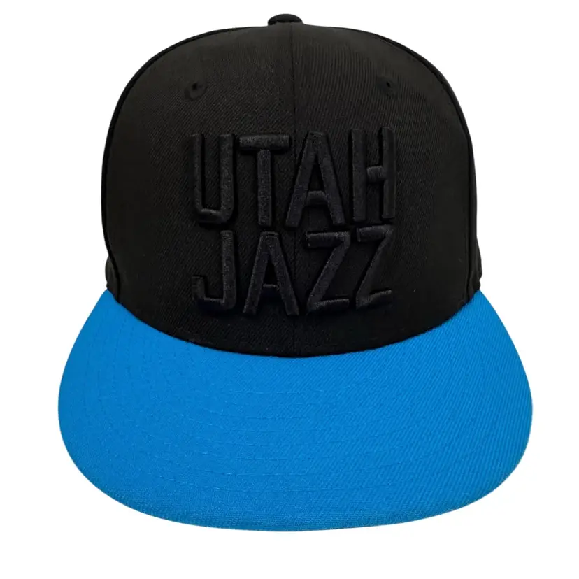 Utah Jazz NBA Bold Black & Blue New Era Fitted Hat - 7
