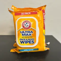 Arm & Hammer Ultra Max W/ Baking Soda Face & Body Wipes 30 Ct (3 Pk 90 Ct Total)