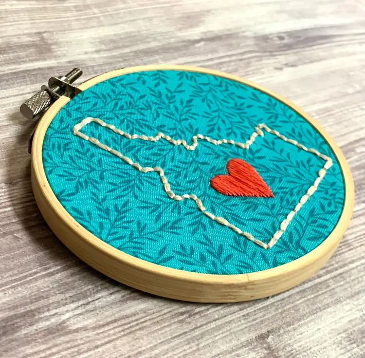 Idaho State Shape Mini Hand-Embroidery 4"