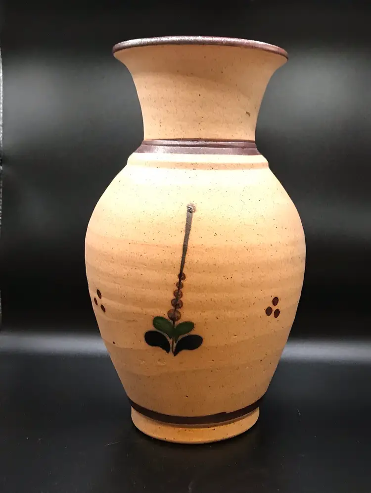 Tonala Mexico Art Pottery Vase Owl Signed Brown