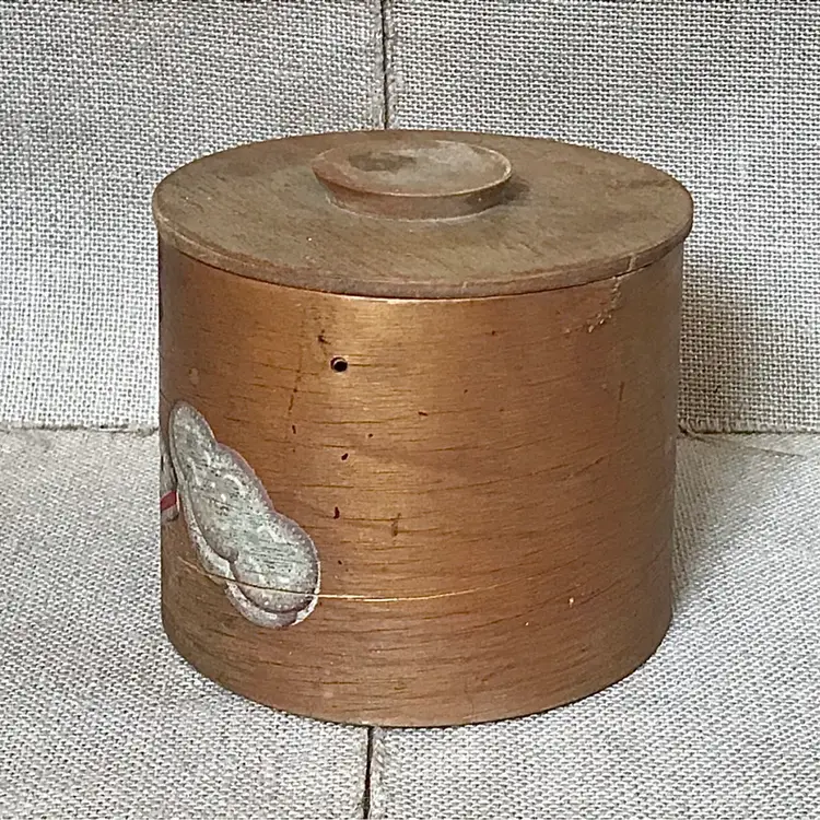 Primitive Wood Cookie Jar Firkin Bucket Rustic Farmhouse Cottagecore DAMAGED