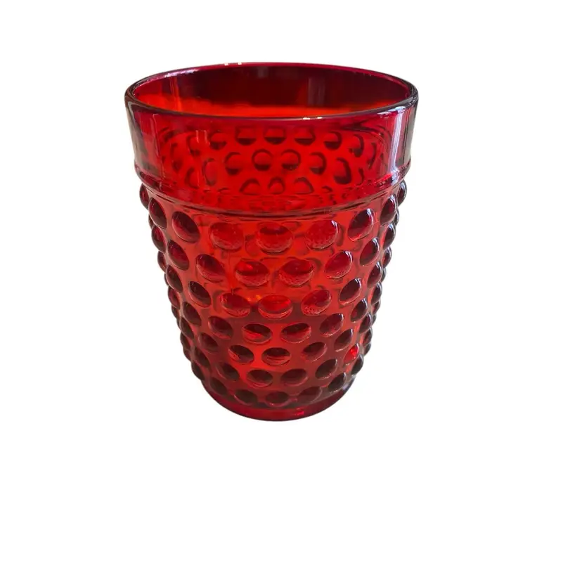 antique hobnail depression glass juice/water glasseare a stunning ruby red