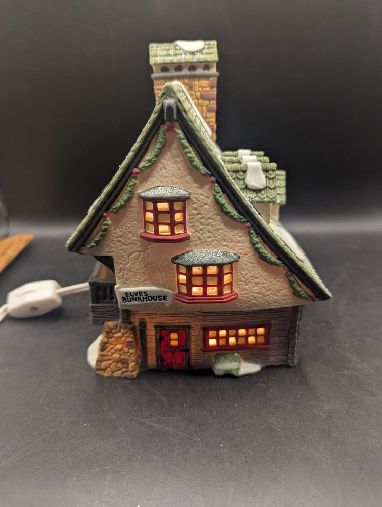 Vintage Dept 56 Elves Bunkhouse Village House New in Styrofoam No Outside Box.