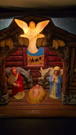 Vintage Royal Electric Co Musical Illuminated Nativity Scene