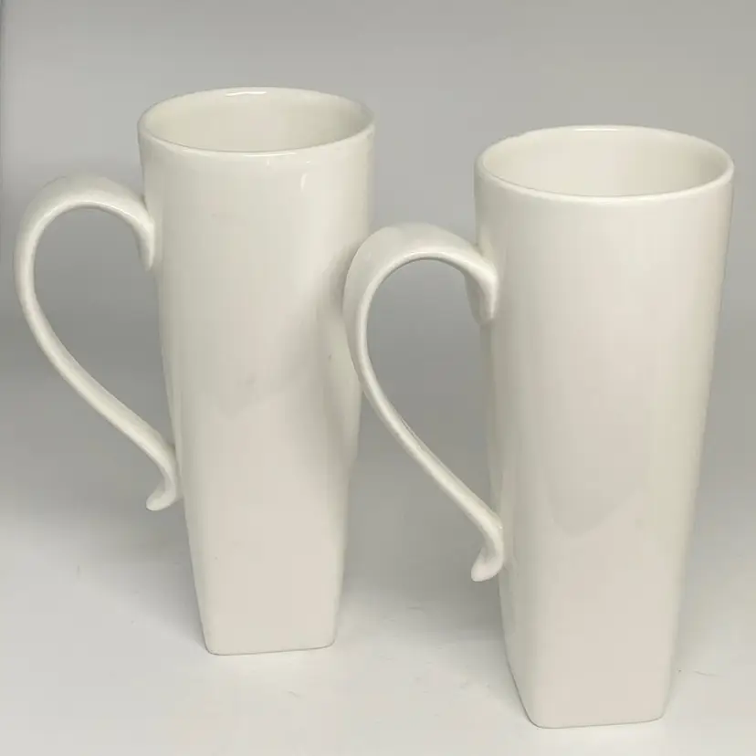 2 Tannex Du Lait Coffee Mugs, 6" Tall, Strengthened Bone China