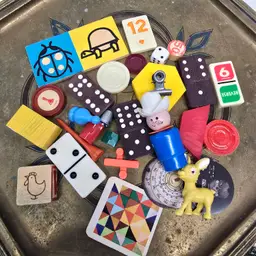 Vintage Game Pieces & Treasures Lot Junk Journaling Assemblage