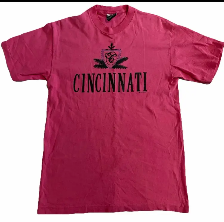Vintage 1993 Cincinnati Cyclones Hockey by Signal Sports Pink T-Shirt - M