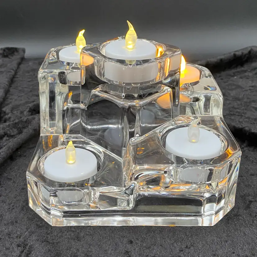 PartyLite Crystal Castle 5 Tier Votive Tea Light Candle Holder, Heavy, Germany