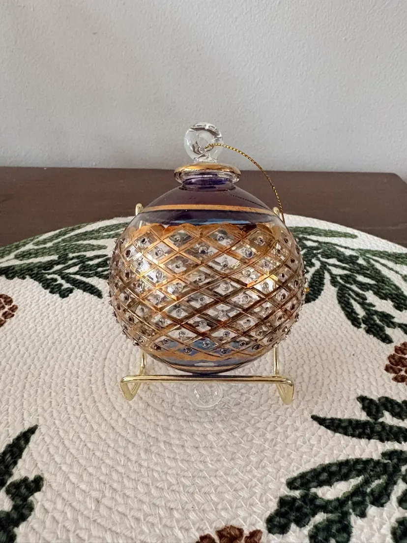 Egyptian hand-blown glass Christmas ornament