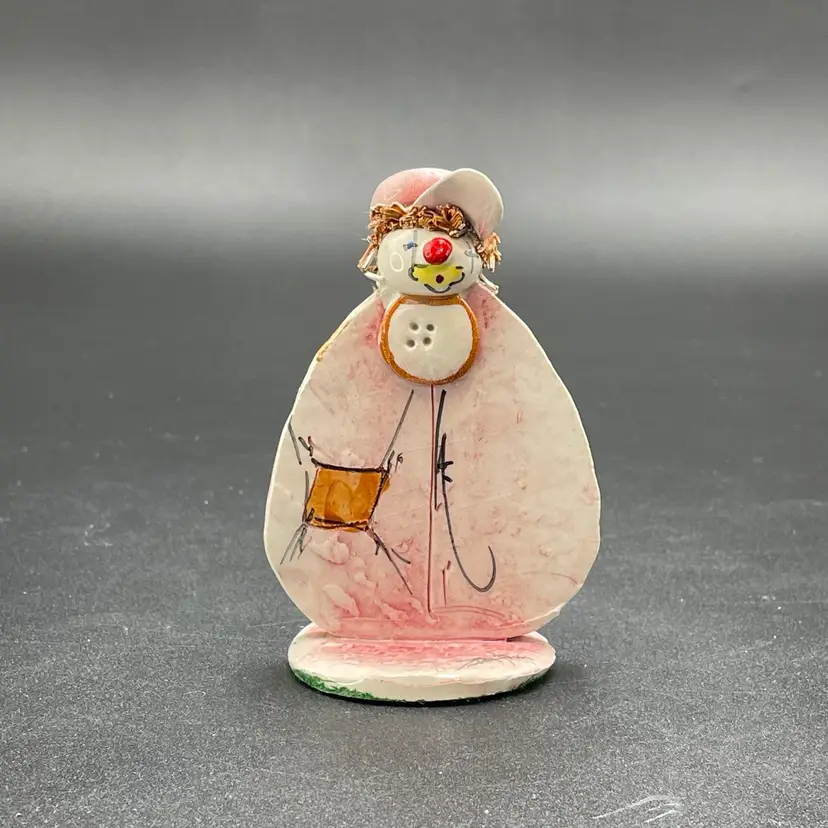 Italian Golden Crown E&R Italy Zimpivia Lino Art Pottery Clown Figurine Signed