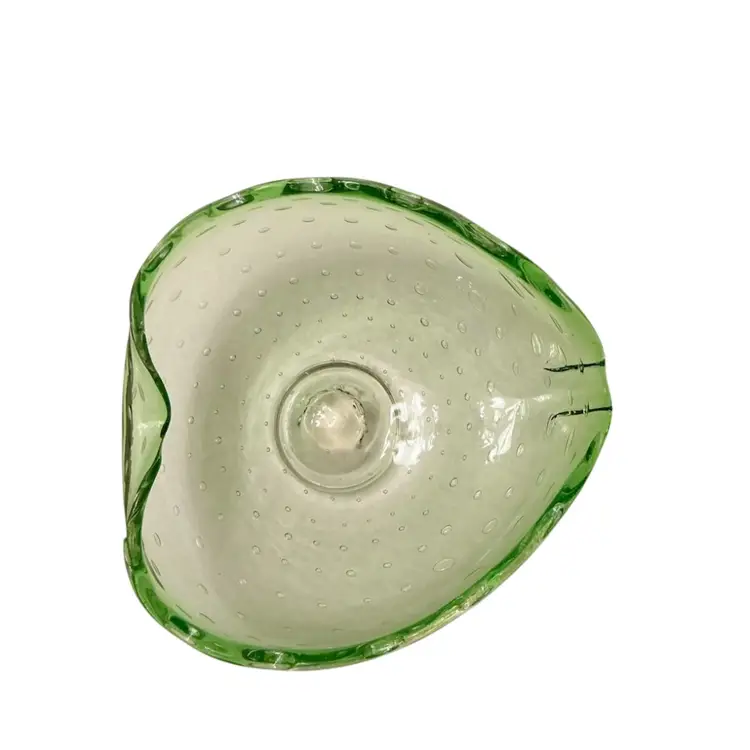 Green Heart Shaped Art Glass Ashtray