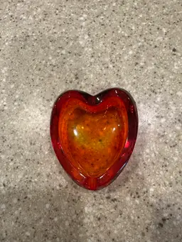 Vintage Blanco, heart-shaped ashtray, red, cadmium glow.