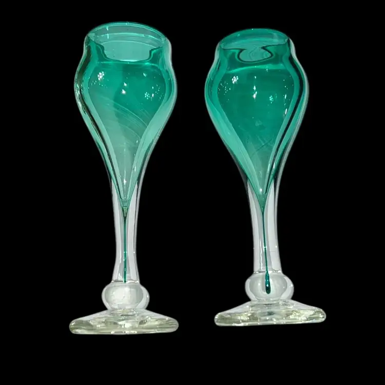 Czech Handblown Double Goblet Vases