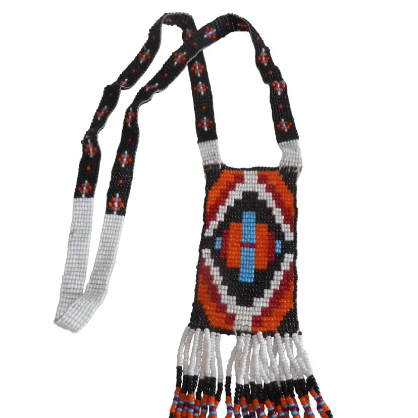 Vintage Beaded Southwestern Necklace with Fringe