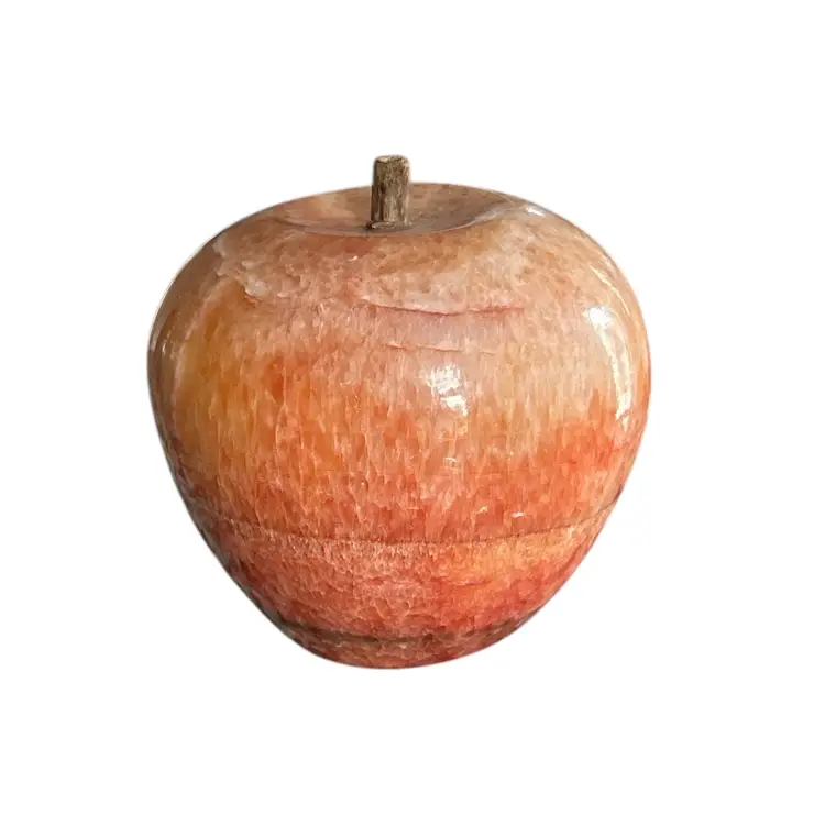 Vintage Red Marble Apple with Wood Stem / Apple Paperweight / Teacher Gift
