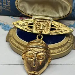 Vintage Mask Brooch 2.5”