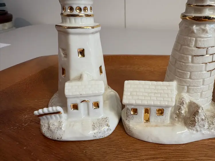 Vintage Mikasa "Seaside Magic" Porcelain Lighthouse Miniature Figurine Set of 4