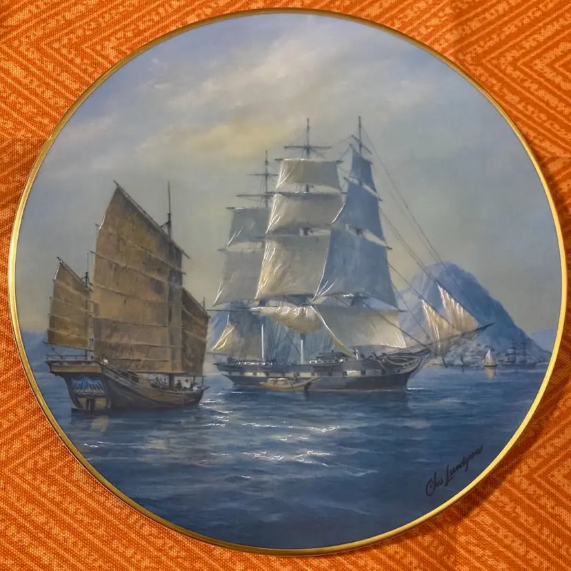 “Rainbow” Nautical Ship Decorative Plate 1981 Charles Lundberg Golden Age Of Sail