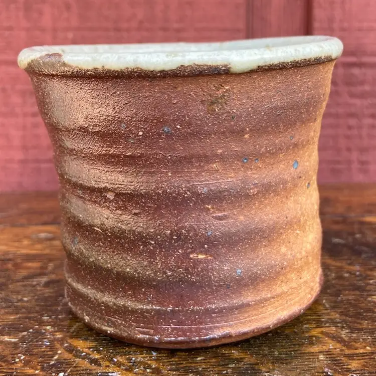 Handmade Pottery Mug (8oz.). Decorated With Stamped Fish & Star. Artist Signed.