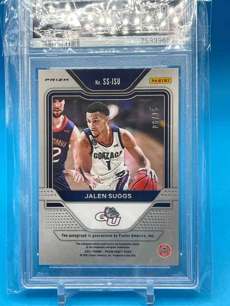 2021-22 Panini Prizm Draft Picks Sensational Signatures Prizms Mojo Jalen Suggs #/15 PSA 10 Gem Mint RC Rookie Gonzaga Orlando Magic