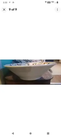 CERAMICA CUORE Large Floral Bird Bowl Made In Italy 12 1/4 X 3 1/5