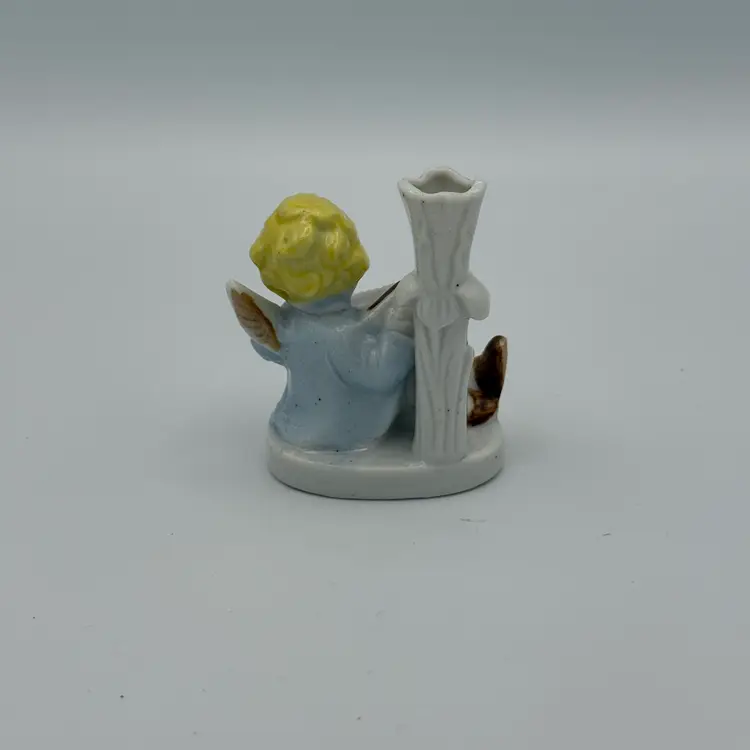 Porcelain Angel or Cherub Figurine Candle Holder/Bud Vase