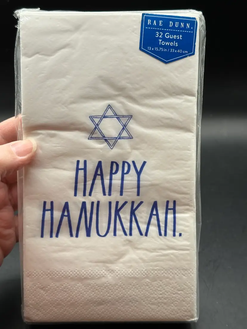 Rae Dunn Happy Hanukkah 32 Count Guest Towels Paper Napkins 8" x 4.5" Rectangle