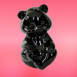 Black Glass Fenton Bear Figurine Collectible OG Tag 1970-85