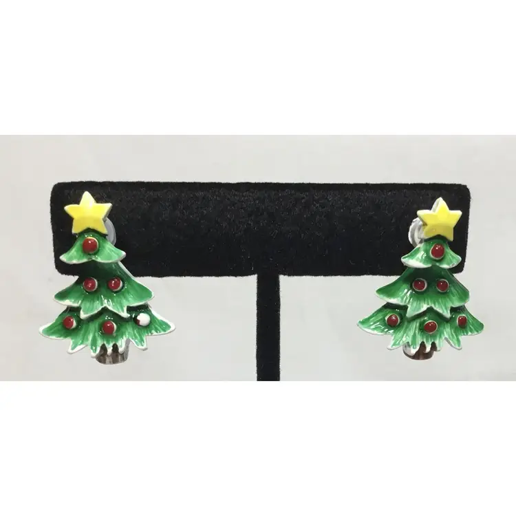 Earrings, Christmas tree, convertible, Dale brand, metal with enamelling