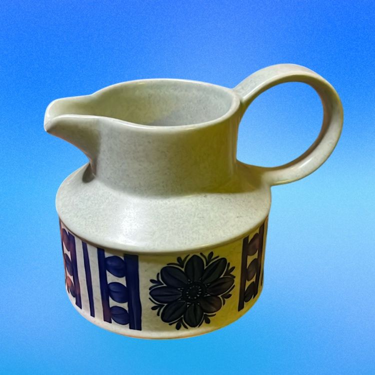 14. Vintage Midwinter Stonehenge Blue Dahlia Milk Jug By Jessie Tait 1970s