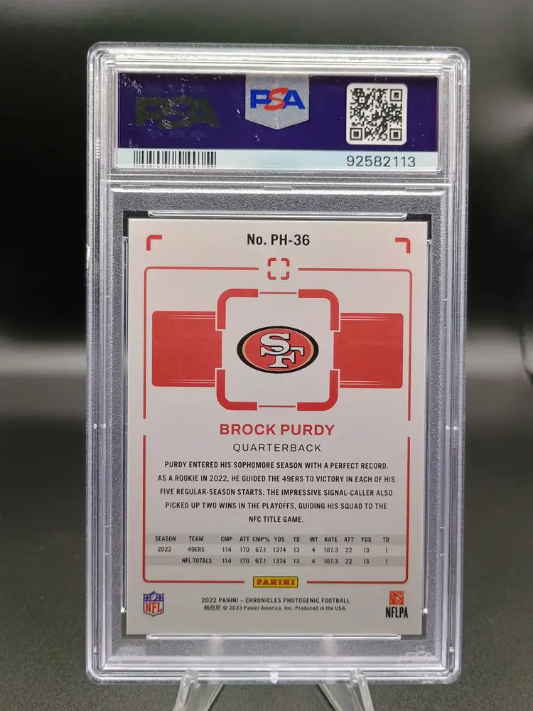 Brock Purdy 2022 Panini Chronicles Photogenic Rookie (RC) PSA 9