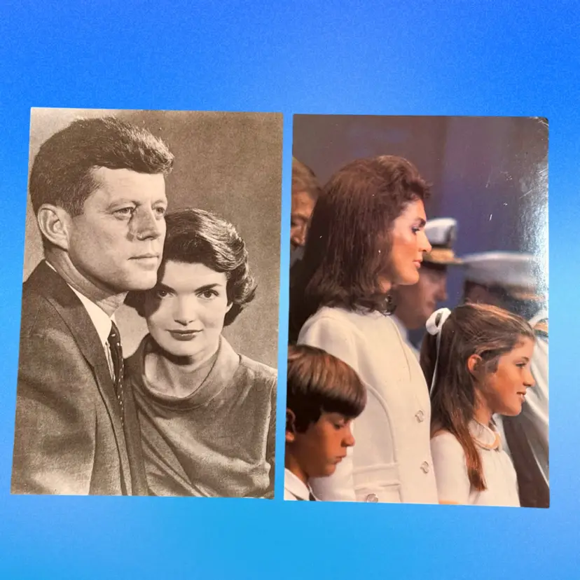 Lot/2 Vintage Senator Kennedy w Wife Jackie JFK Children Continental Postcards, NOS