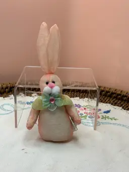 Vintage Fabric Stuffed Bunny Pin