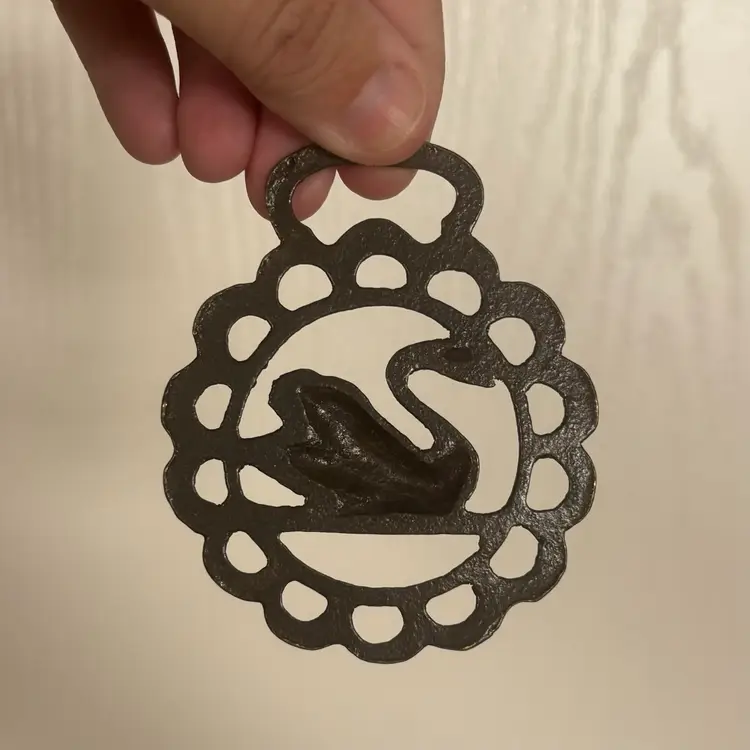 Vintage Solid Brass Swan Horse Medallion