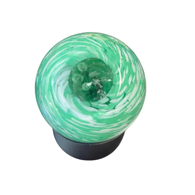 Elwood Unsigned Handmade Paperweight Green And White