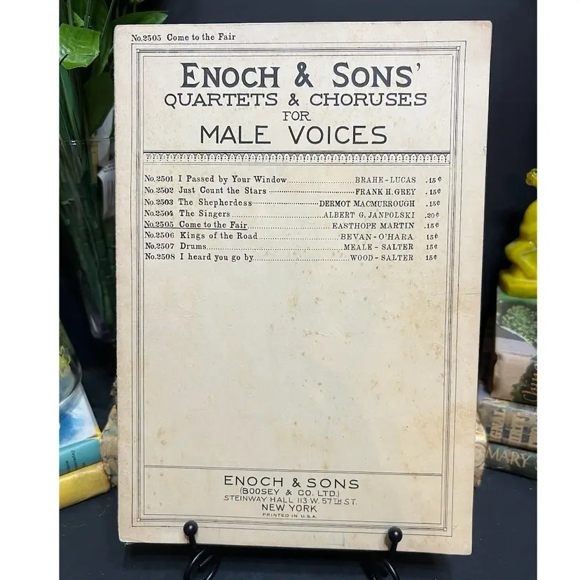 MARKDOWN! Enoch & Sons' Quartets and Choruses for Male Voices Sheet Music 1926/27