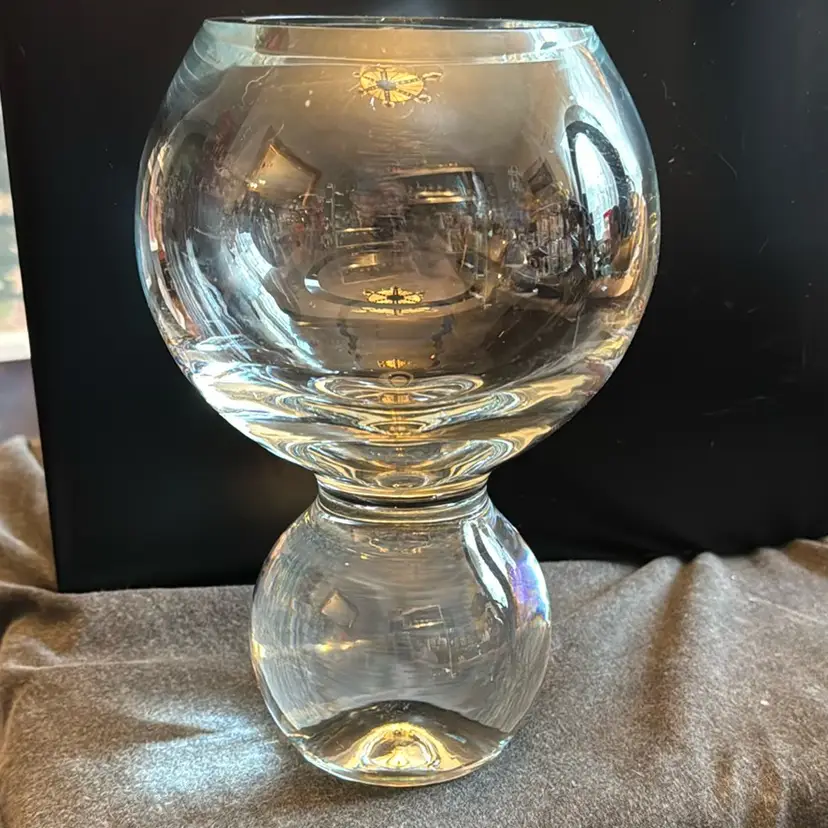 Vintage Studio Nova Double Orb Vase With Heavy Crystal Ball Weighted Base