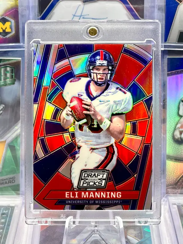 Eli Manning 2016 Prizm STAINED GLASS CASE HIT SSP Holo Eli Manning Ole Miss Rebels New York Giants