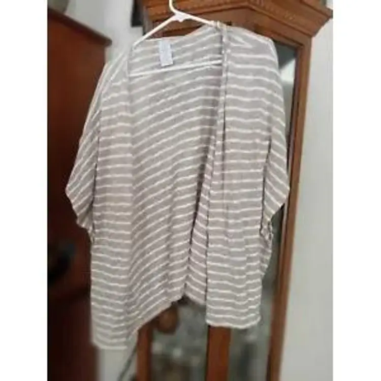 #02 - light open shirt beige color no buttons to wear over tank top  used good condition